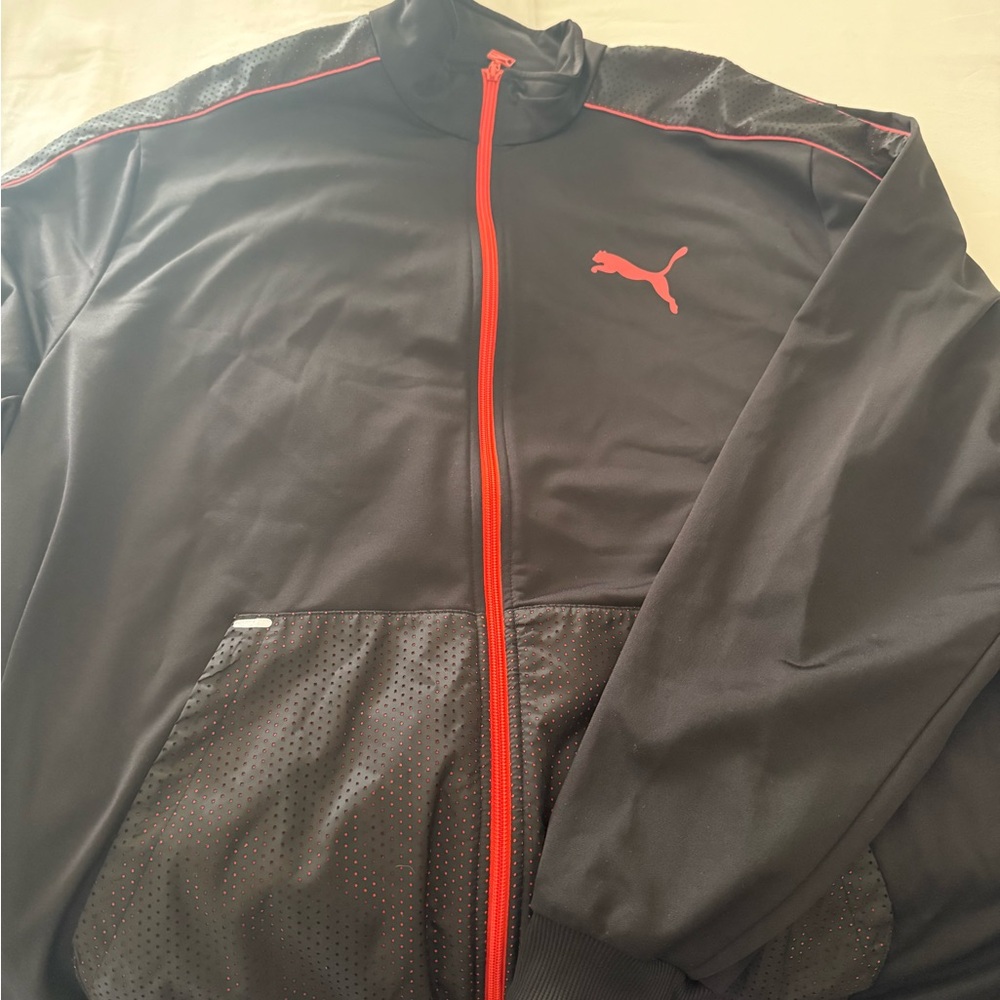 Puma Men's Performance Jacket in Black with Red Highlights